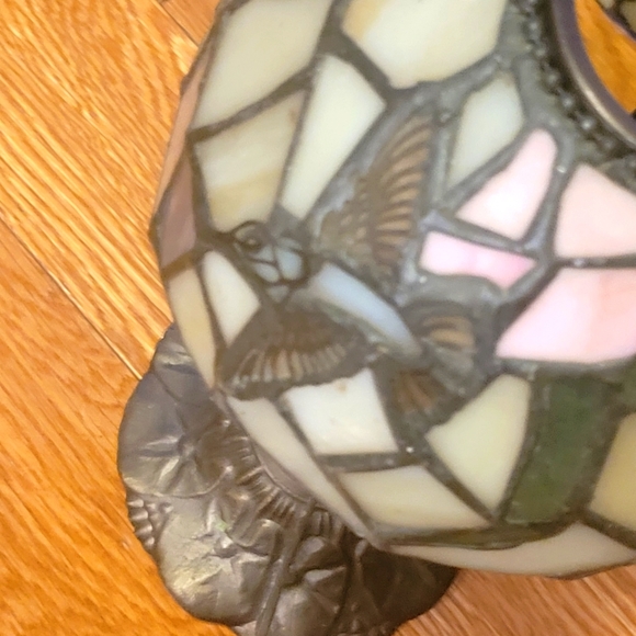 Tiffany vintage style glass bird stained tea candle holder lamp. - Picture 3 of 5